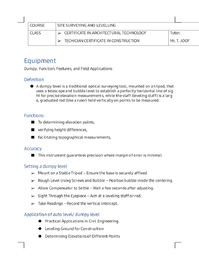 Survey Instrument - Dumpy Level - Phoenix | PDF