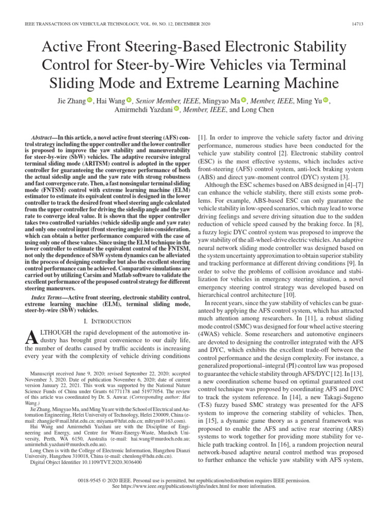 Active Front Steering-Based Electronic Stability Control For Steer-By ...