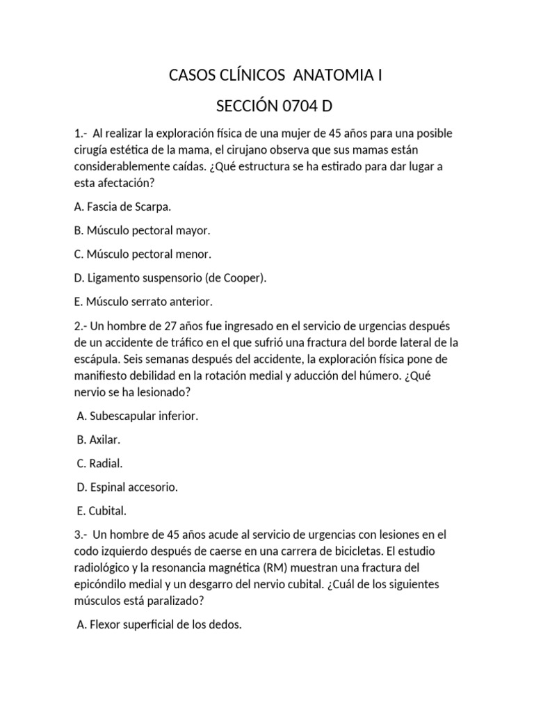 Casos Clínicos Anatomia i Anatomia i Sección 0704 d | PDF | Mano ...