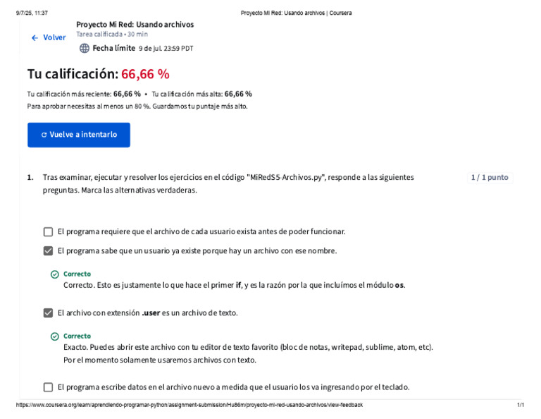 Proyecto Mi Red - Usando Archivos - Coursera | PDF | Informática | Software