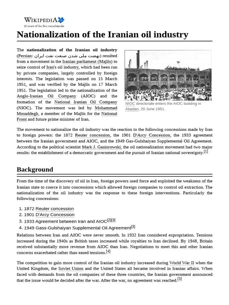 Nationalization of The Iranian Oil Industry | PDF | Petroleum Industry ...