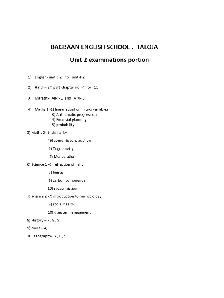 10th Portion Unit 2 | PDF