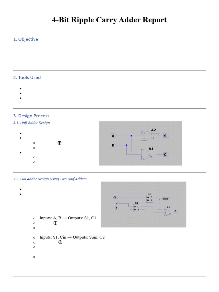 4 Bit RCA Report | PDF