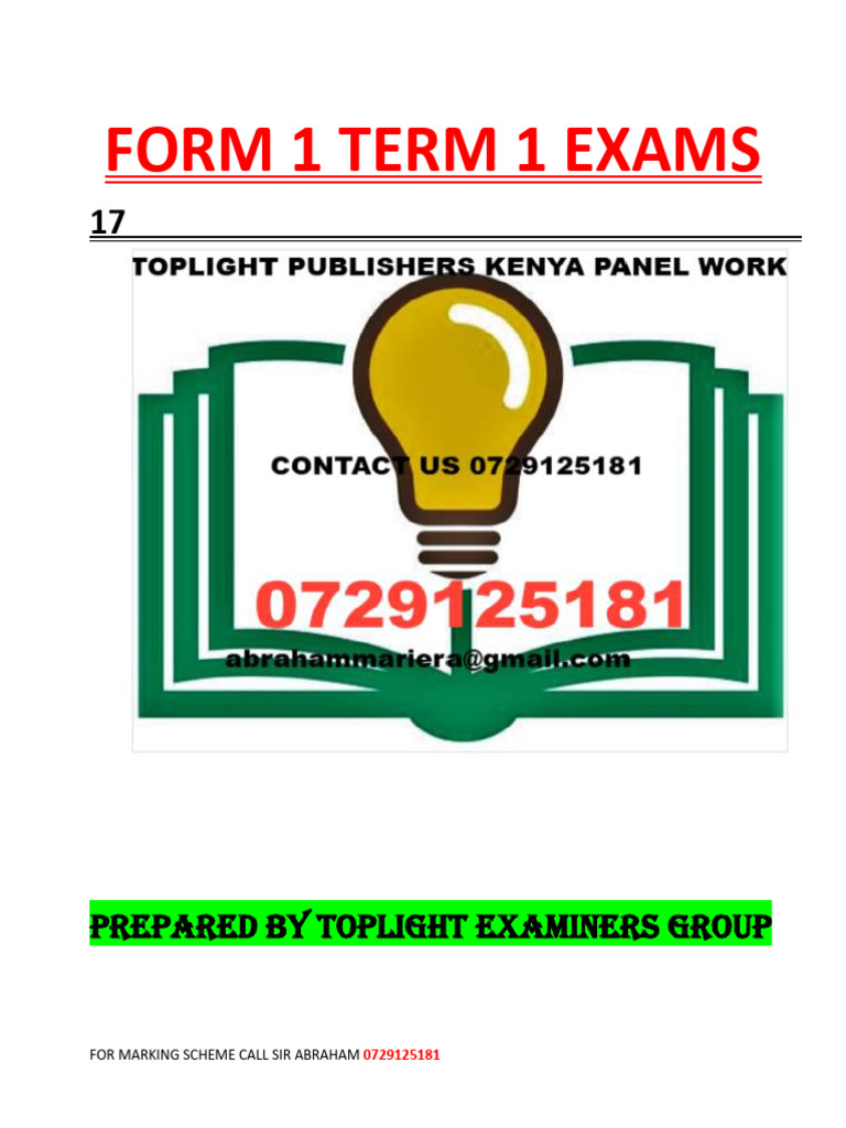 Form 1 Term 1 Examination 2023 | PDF | Agriculture | Biology
