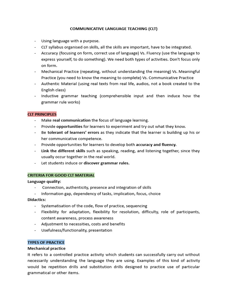 CLT | PDF | Learning | Human Communication