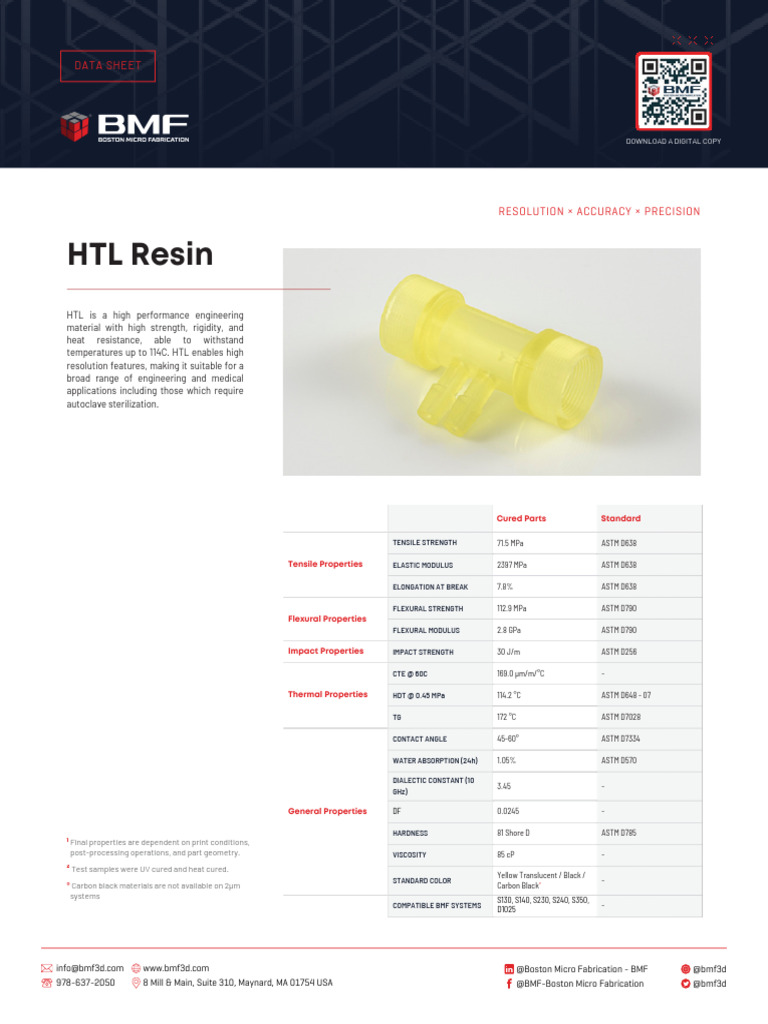 BMF Data Sheet HTLResin 090825 | PDF | Strength Of Materials | Young's ...