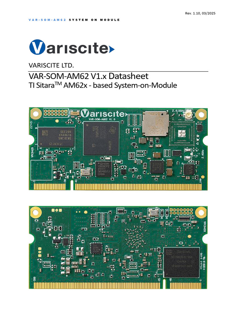 VAR SOM AM62 - Datasheet | PDF | Microcontroller | Computer Engineering