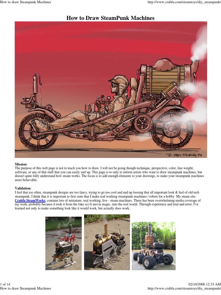 Drawing Authentic Steampunk Machines | PDF | Steam Engine | Cylinder ...