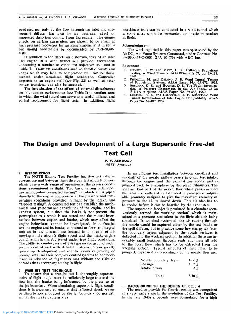 The Design and Development of A Large Supersonic Free Jet Test Cell ...