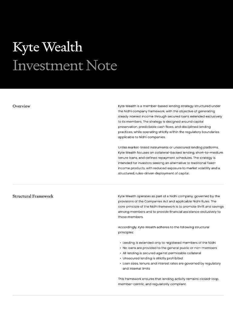 Kyte Wealth - Investment Note | PDF | Loans | Interest
