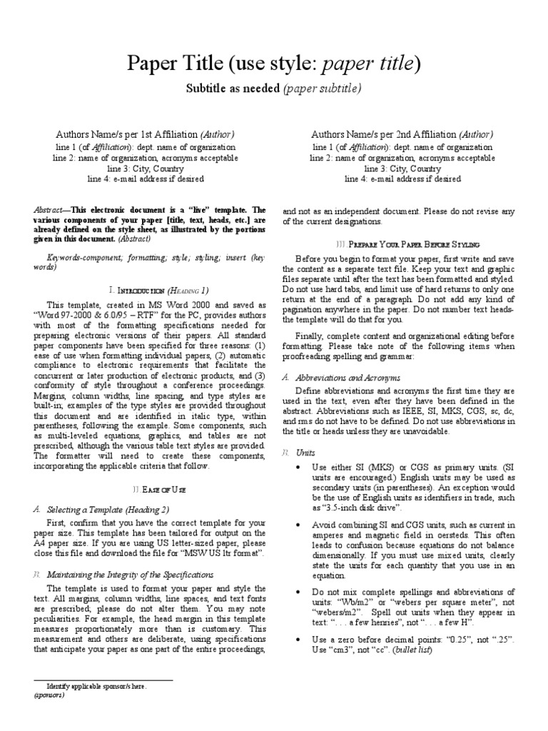 IEEE Paper Format Template Guide | PDF | Note (Typography) | Citation