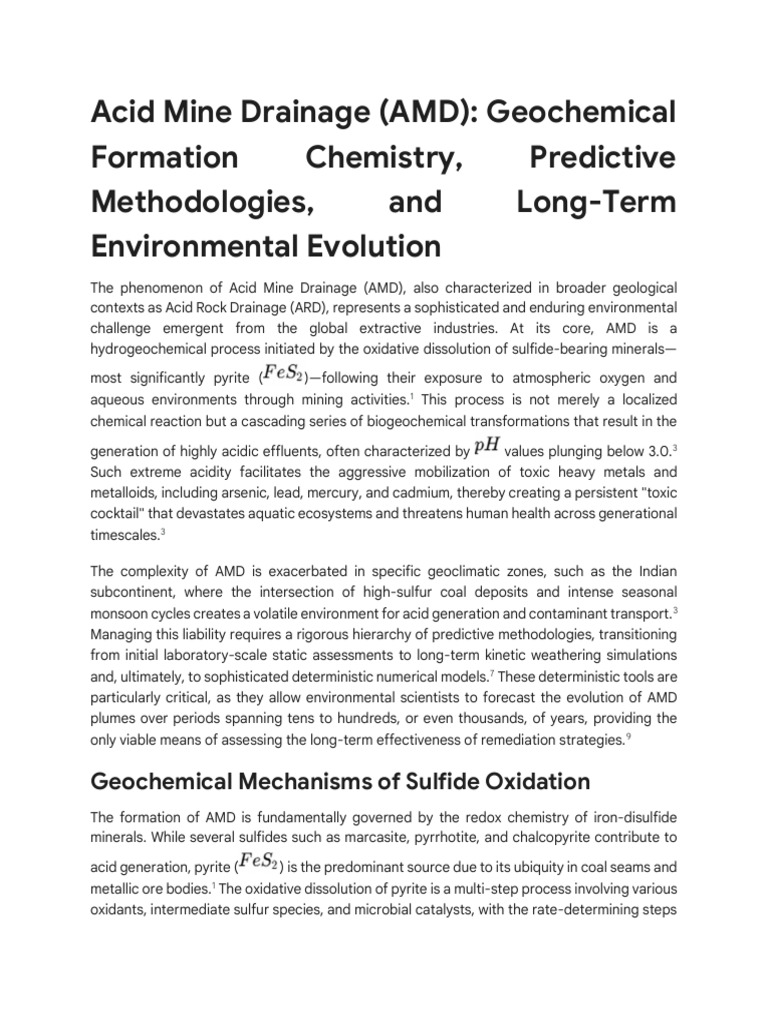 Lecture 9 Acid Mine Drainage - Chemistry and Prediction PDF | PDF ...