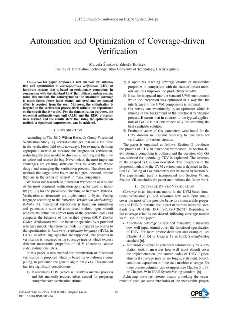 Automation and Optimization of Coverage-Driven Verification | PDF ...