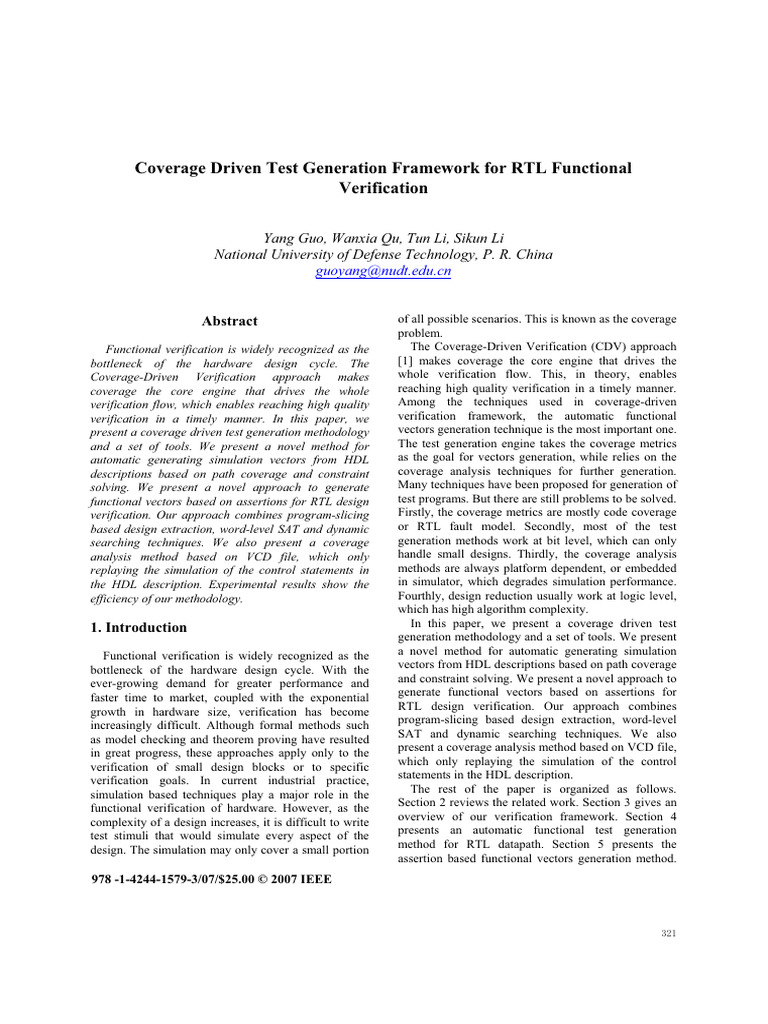 Coverage Driven Test Generation Framework For RTL Functional ...