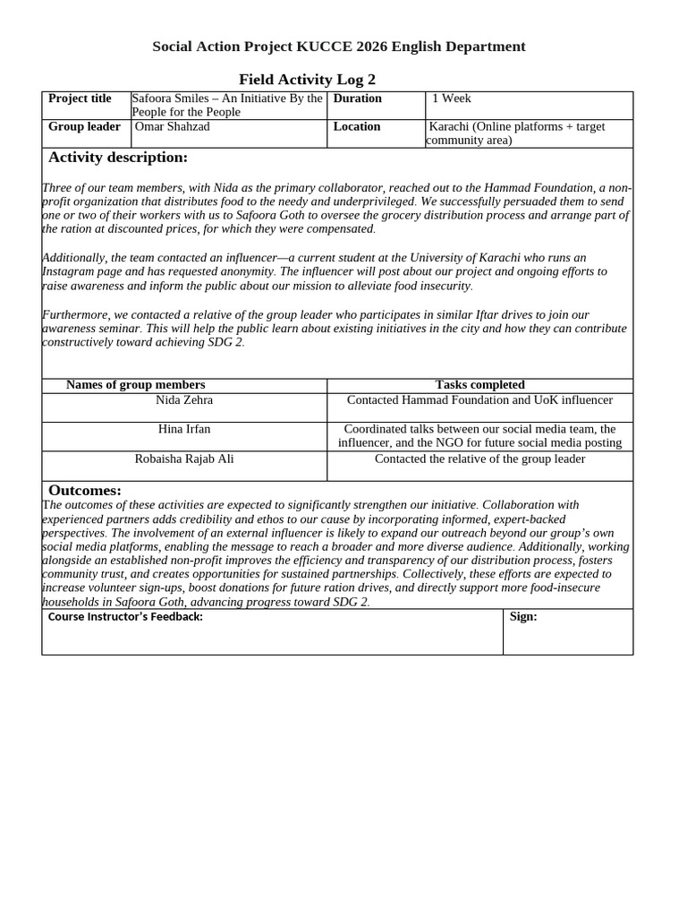 Field Activity Log 2 | PDF | Economies