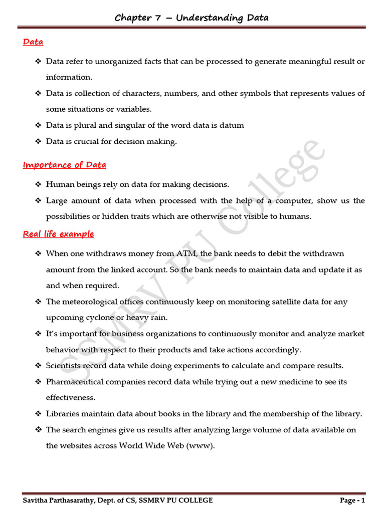 II PU Chap 7 - Understanding Data | PDF | Data | Metadata