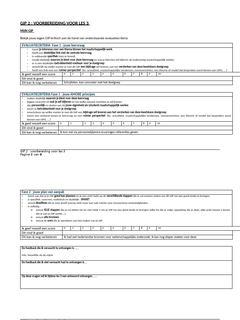 GIP 2 Voorbereiding Voor Les 3 | PDF