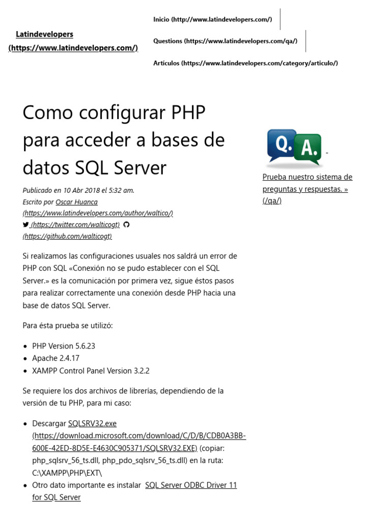 Como Configurar PHP para Acceder A Bases de Datos SQL Server ...