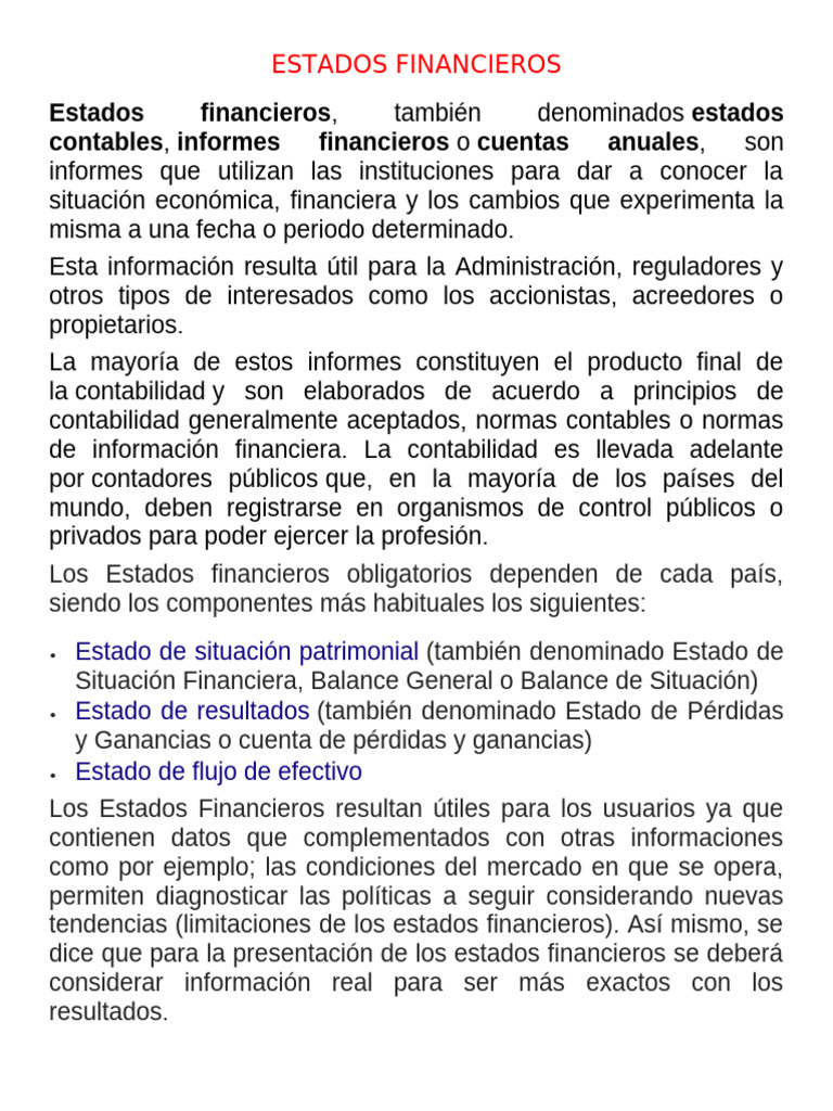 Estados Financieros 2022 Ejemplo | PDF | Estado financiero | Contabilidad