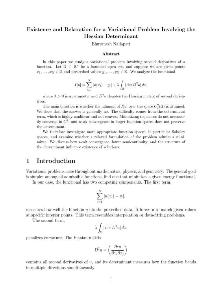 Existence Issues in Hessian Functionals | PDF | Calculus Of Variations ...