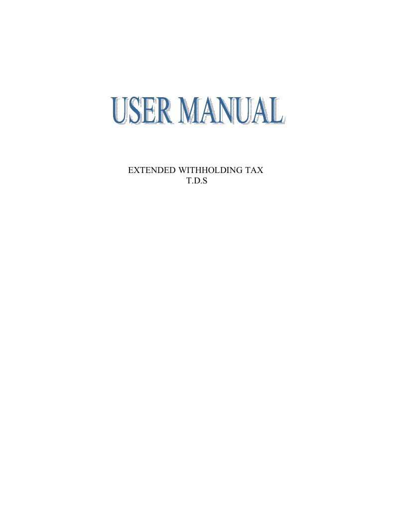 TDS User Manual | PDF | Invoice | Withholding Tax