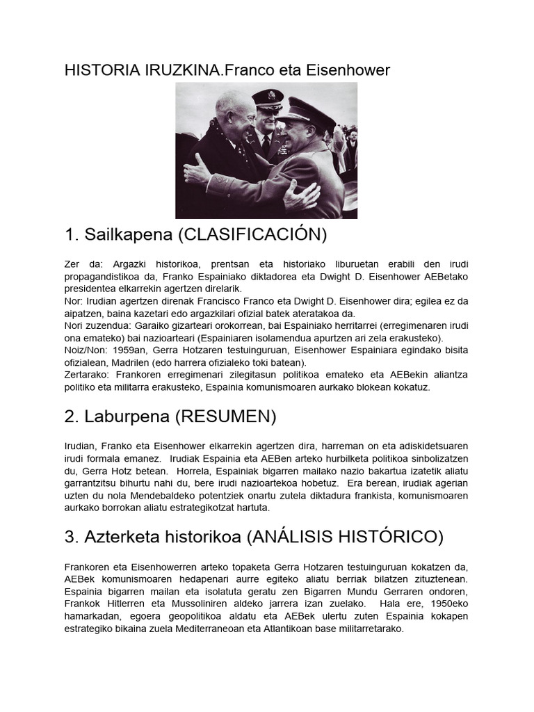 2.HISTORIA IRUZKINA - Franco Eta Eisenhower PDF | PDF