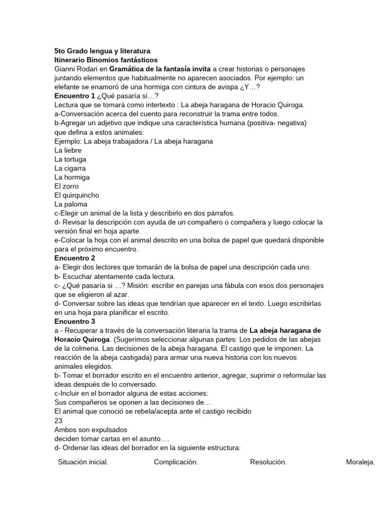 5to Grado Lengua y Literatura | PDF