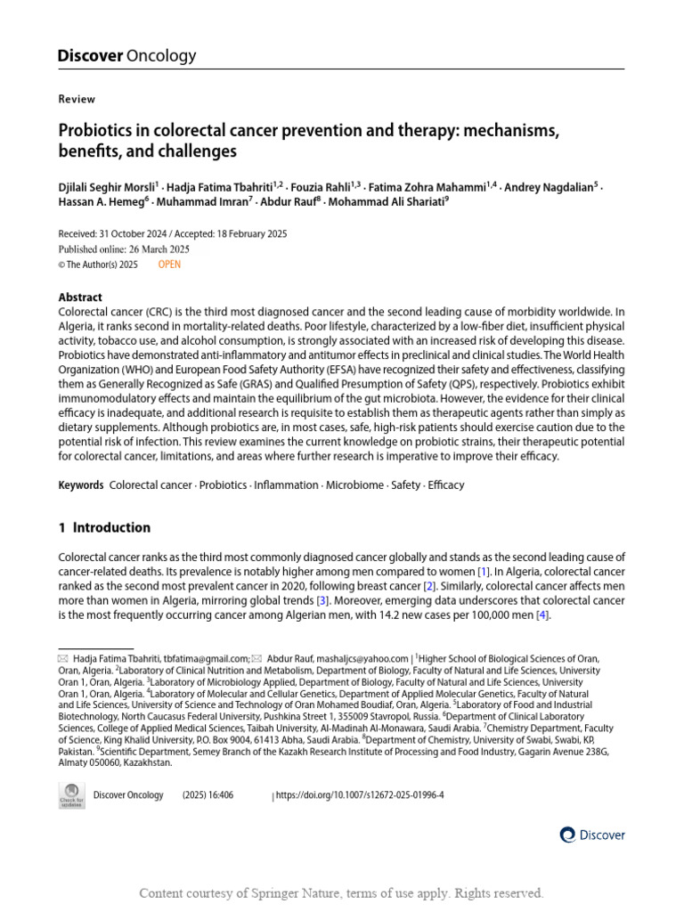 Probiotics in Colorectal Cancer Prevention and The | PDF | Nf κb ...