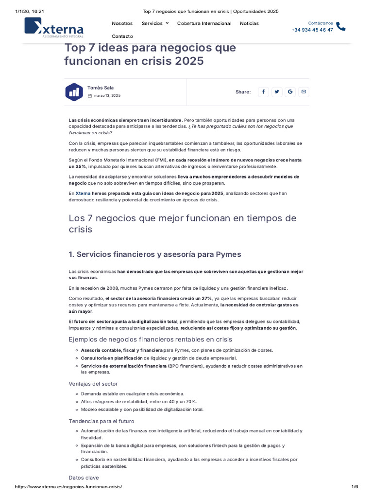 Top 7 negocios que funcionan en crisis _ Oportunidades 2025 | PDF | Uso ...