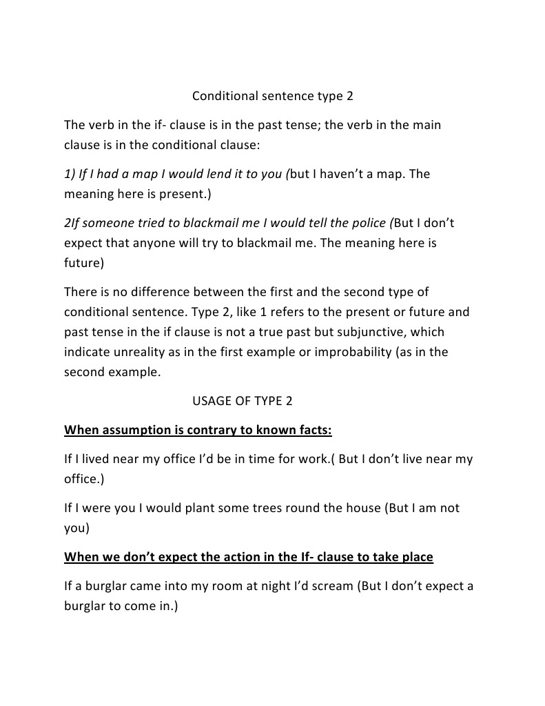 Conditional Sentence Type 2 | PDF | Grammar | Semiotics