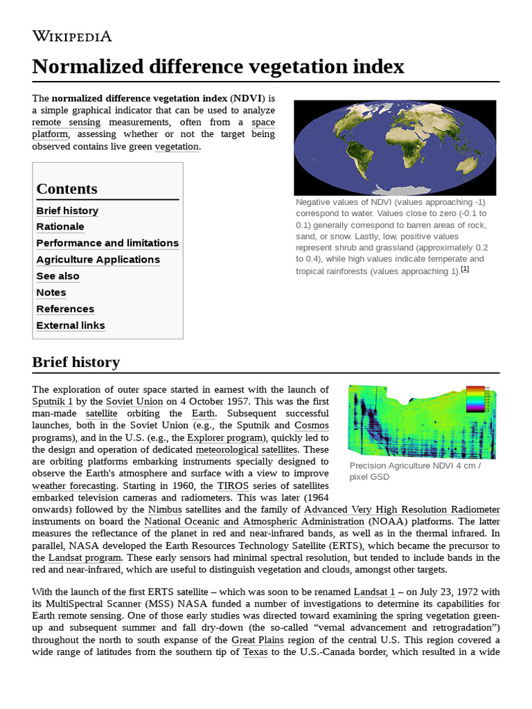 Normalized Difference Vegetation Index | PDF