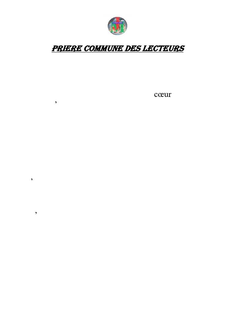 Priere Commune Des Lecteurs | PDF