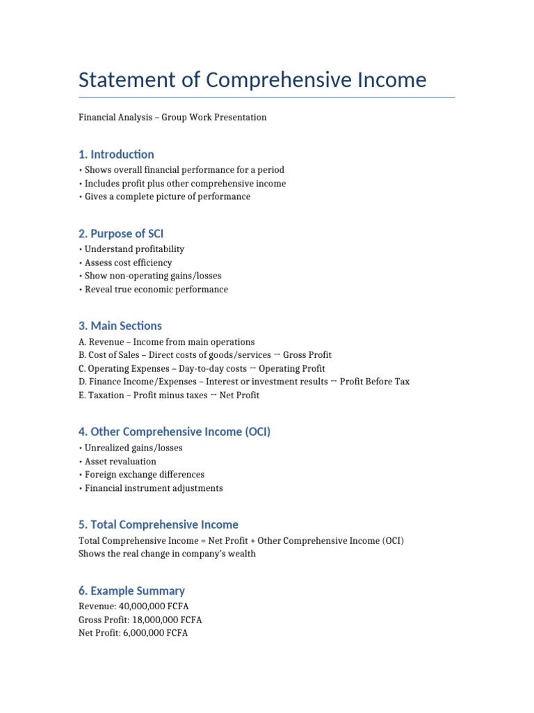 Statement of Comprehensive Income | PDF