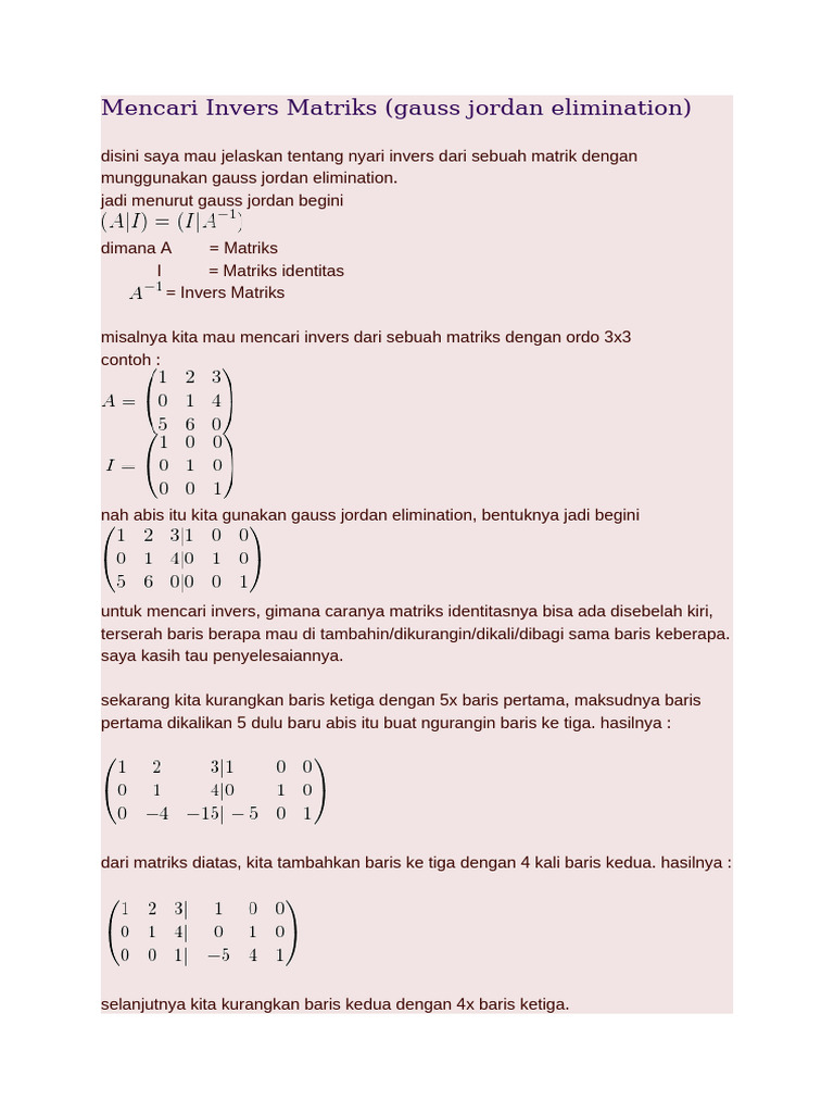 Mencari Invers Matriks | PDF