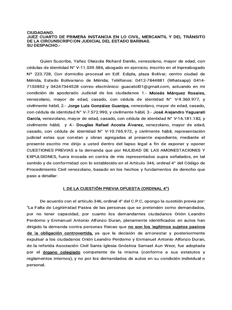 Cuestiones Previas Final | PDF