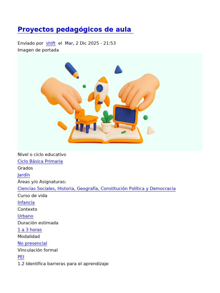 Proyectos Pedagogicos de Aula | PDF