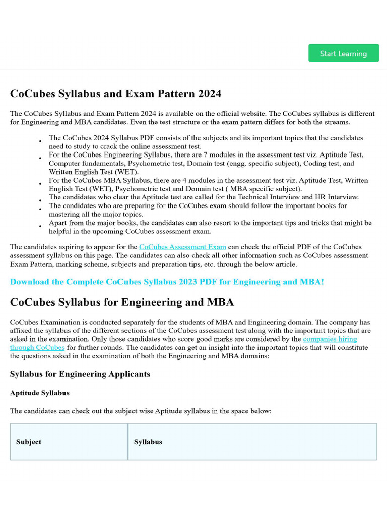CoCubes Syllabus and Exam Pattern 2024 | PDF