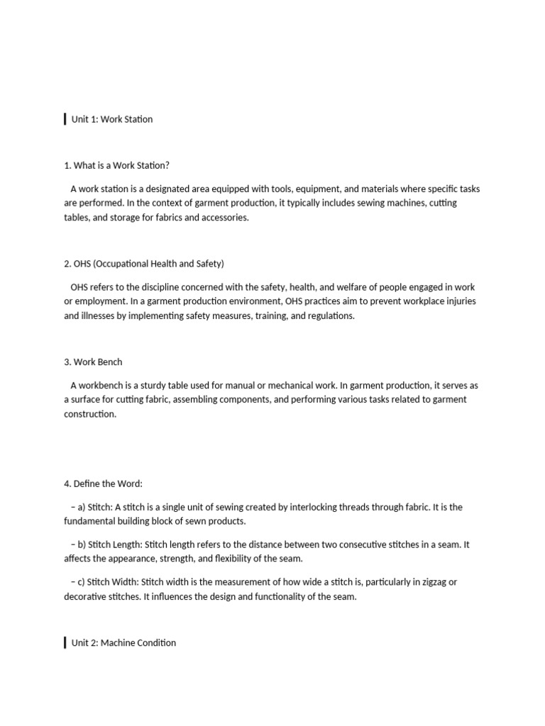 Produce Simple Garment Questions | PDF | Sewing Machine | Sewing