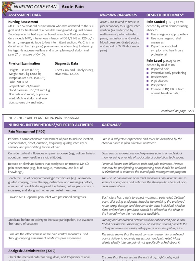 Acute Pain Nursing Care Plan | PDF | Analgesic | Opioid