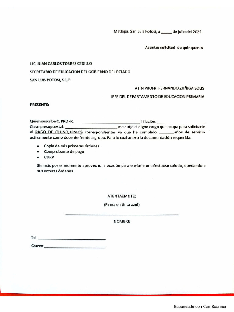 Ejemplo de Solicitud | PDF