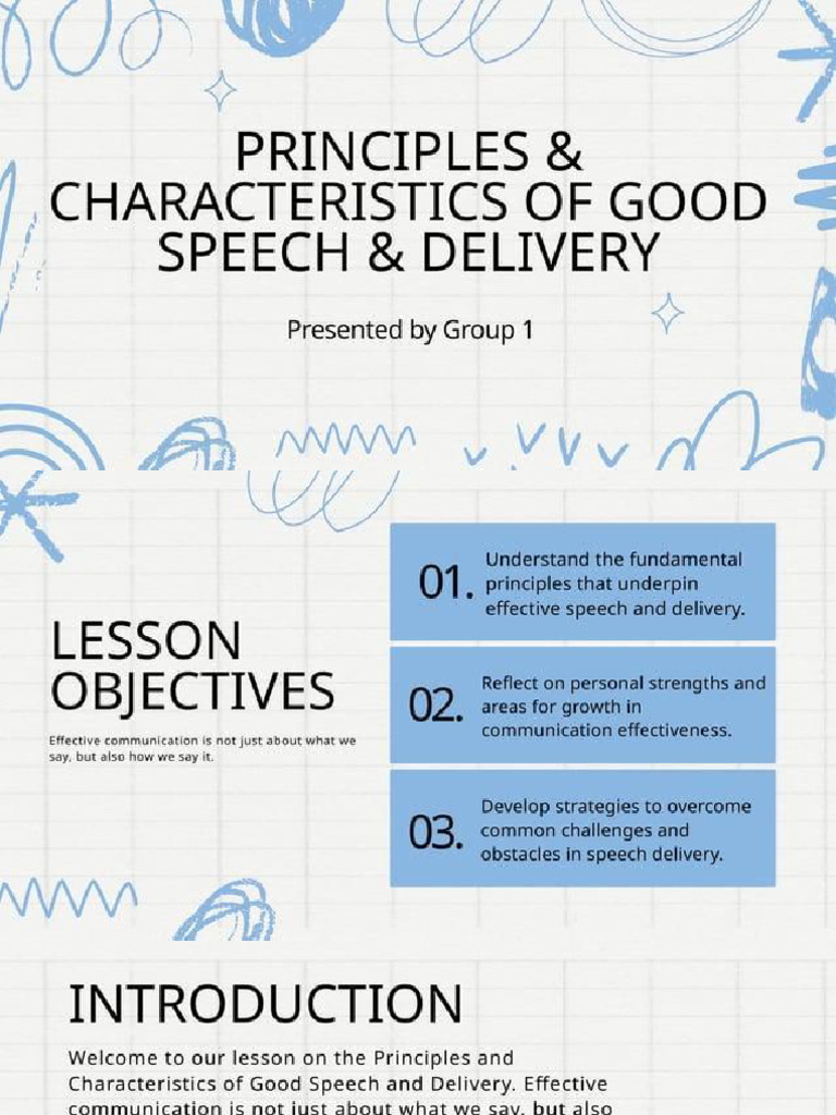 Principles and Characteristics of Good Speech and Delivery | PDF