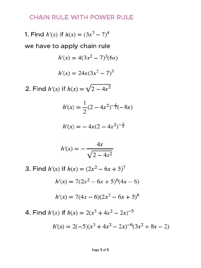 Find The Derivative Using Chain Rule | PDF