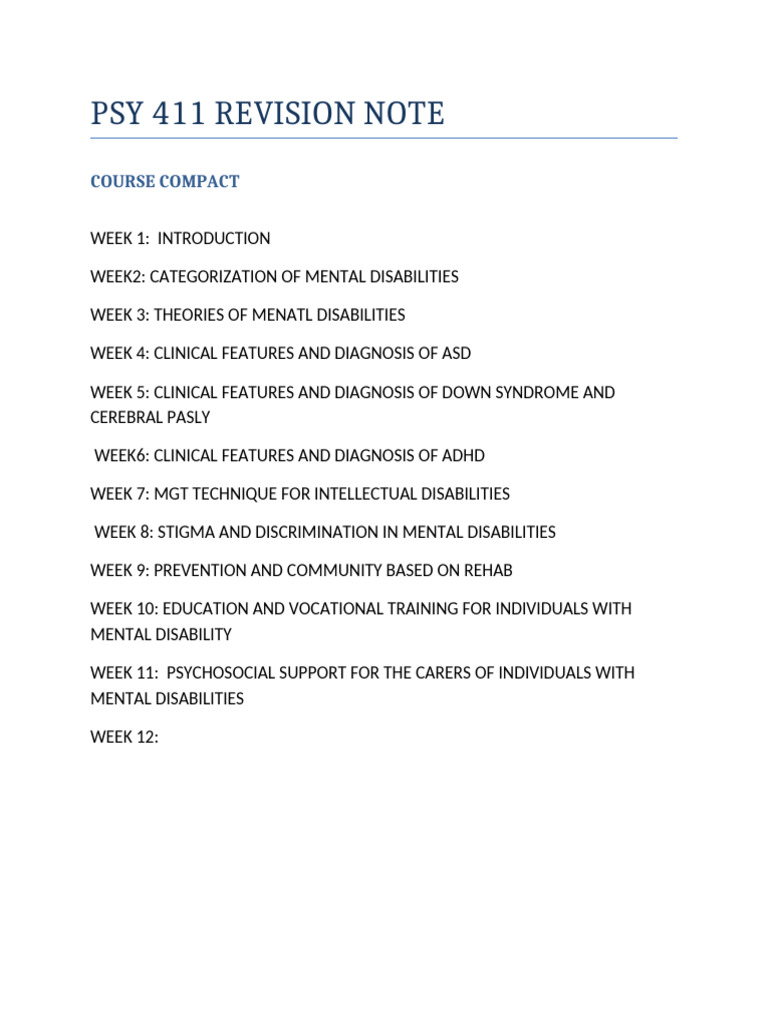 Psy 411 Revision Note | PDF