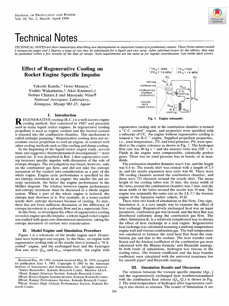 Kanda Et Al 2012 Effect of Regenerative Cooling On Rocket Engine ...