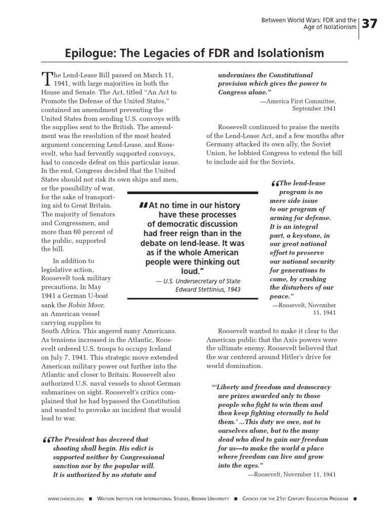 Alessandro Cruz - Choices Isolationism Epilogue | PDF | Franklin D ...