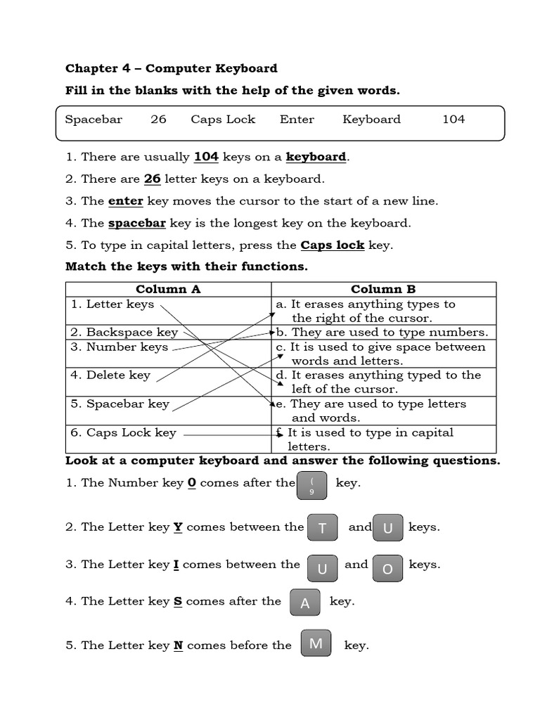 Grade 1 Computer CHP 4-6 | PDF | Computer Keyboard | Computing