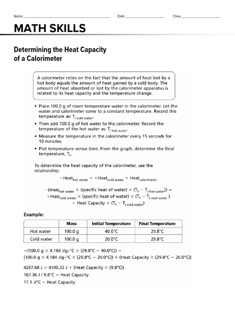 Alessandro Cruz - Determining The Heat Capacity of A Calorimeter | PDF