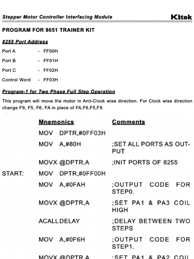 Stepper Motor Interfacing 8051 | PDF