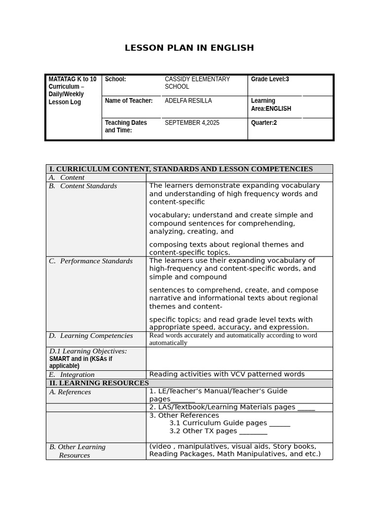 Matatag-Q2 DLL Wk2 Day2 | PDF | Curriculum | Learning