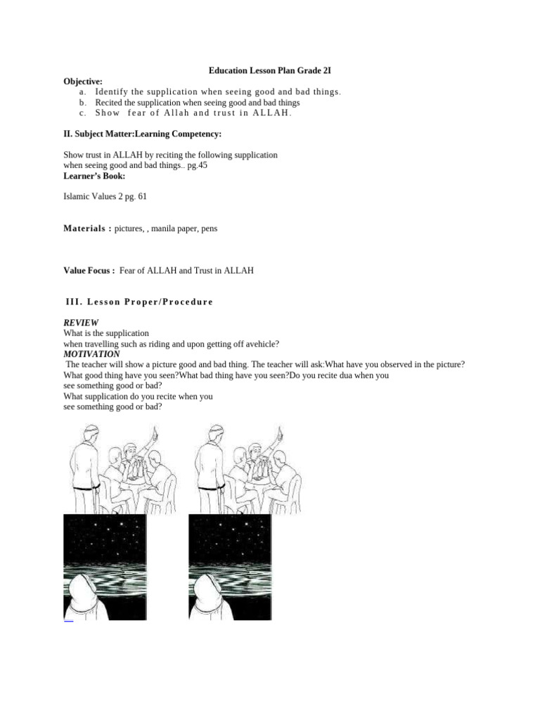 Education Lesson Plan Grade 2 | PDF | Good And Evil | Learning